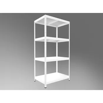 regál Kovový regál do domácnosti Biedrax 35 x 60 x 180 cm, bílý - 4 police bílé lamino 12mm