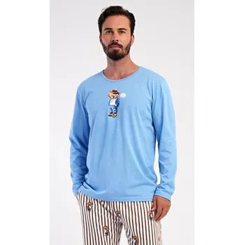 Pánské pyžamo Pánské pyžamo dlouhé Vienetta Secret Bear světle modrá M