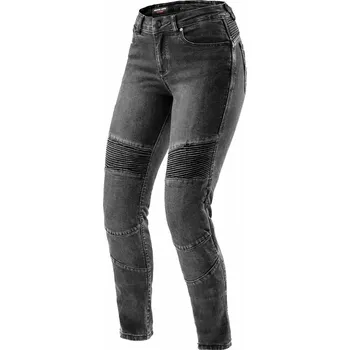 Moto kalhoty Zkrácené dámské džíny na motorku Rebelhorn Agness 2 Mono seprané černé
