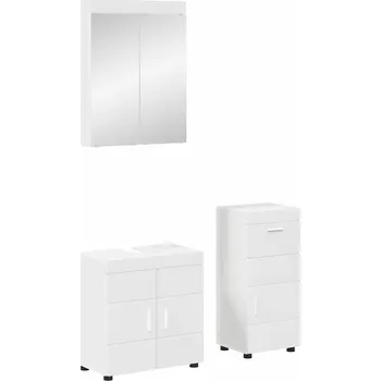 Koupelnový nábytek Sada koupelnového nábytku s policí TULUM Bílá kompozitní dřevo