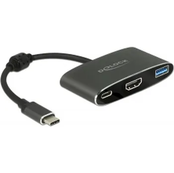 Video kabel Delock Adaptér USB Type-C™ samec > HDMI samice (DP Alt Mód) 4K 30 Hz + USB Typ-A + USB Type-C™ PD