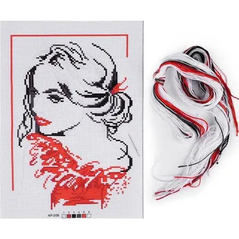 Výtvárné potřeby Sada vyšívání - předloha, jehla, mouline - 1 viz foto žena