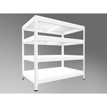 Dílenský regál Kovový regál do sklepa Biedrax 50 x 90 x 120 cm, bílý - 4 police bílé lamino 12mm