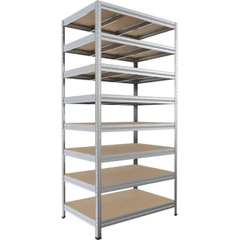 Dílenský regál Kovový regál do skladu Biedrax 60 x 90 x 210 cm, pozinkovaný - 8 polic MDF, 300 kg