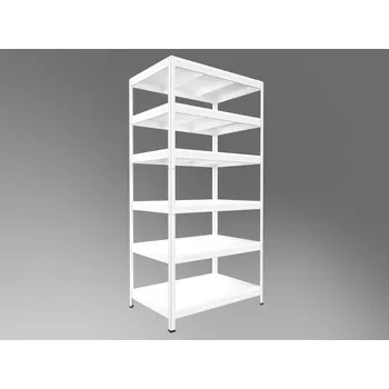 regál Regál do domácnosti Biedrax 50 x 120 x 270 cm, bílý, 6 polic bílé lamino 12mm, nosnost 200 kg na polici