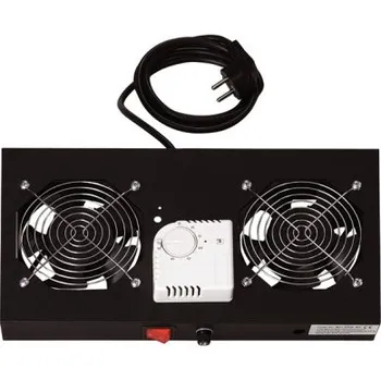 modulární přístroj a rozvaděč Digitus 19" větrací jednotka, 1U, 2 ventilátory, černá (DN-19 FAN-2-HO-SW)