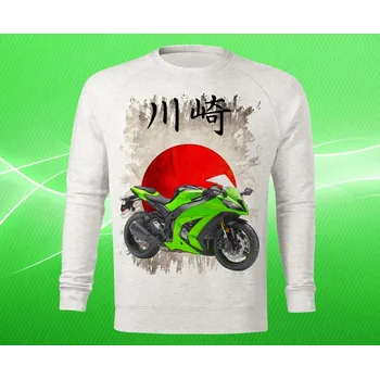 Pánská mikina mikina Kawasaki Ninja Zx10r dámská XL (mikina s motorkou světle šedý melír)