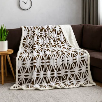 Přehoz na lůžko Beránková deka Květinka 200 x 230 cm - tmavě hnědá