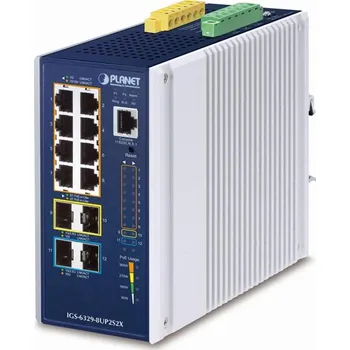 Počítač Planet průmyslový L3 PoE switch,8x1Gb +2x1Gb/2,5Gb SFP +2x10Gb SFP+, 802.3bt 90/360W,-40 až 75°C, dual 48-54VDC, fanless