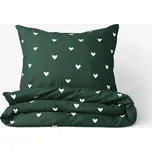 Goldea bavlněné povlečení - srdíčka na tmavě zeleném 150 x 200 a 50 x 60 cm 241150302