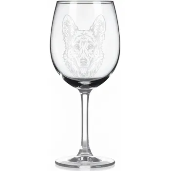 Sklenice Sklenice na víno s gravírovaným motivem – Švédský vallhund