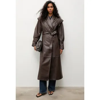 Dámské oblečení Kožený kabát Answear.LAB WA25-MKD045 hnědá 88X, vel. XL