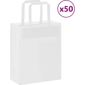 Dárková taška vidaXL Papírové tašky 50 ks s uchy bílé 18x8x22 cm
