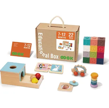 Dřevěná hračka Montessori vzdělávací box pro děti 7-12 měsíců