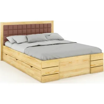 Postel Zvýšená postel s úložným prostorem Gotland Drawers - masiv borovice Rozměr: 120x200, Odstín moření: Borovice přírodní, Čalounění: 2306
