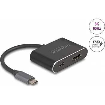 USB hub Delock Adaptér z rozhraní USB Type-C™ na HDMI (režim DP Alt) 8K s HDR a Power Delivery, 100 W