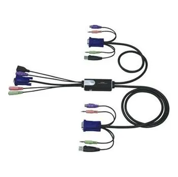 Počítač ATEN 2-port KVM Hybrid PS/2 + USB mini, audio, 1.2m kabely