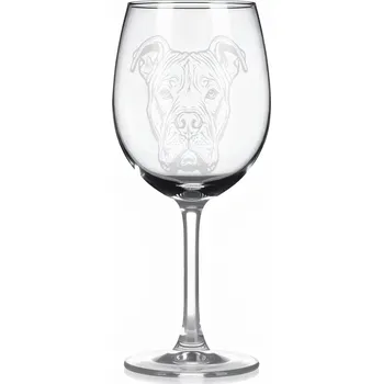 Sklenice Sklenice na víno s gravírovaným motivem – Americký bully s kupírovanýma ušima