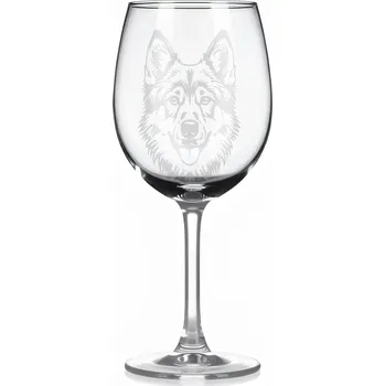 Sklenice Sklenice na víno s gravírovaným motivem – Norský buhund