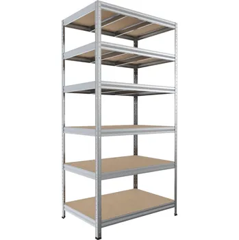 Dílenský regál Kovový regál do spíže Biedrax 50 x 90 x 240 cm, pozinkovaný - 6 polic MDF, 300 kg