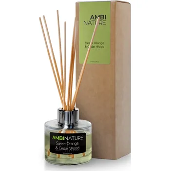 Aroma difuzér Ambinature Tyčinkový difuzér SWEET ORANGE & CEDAR WOOD MIKADO 100 ml Přírodní