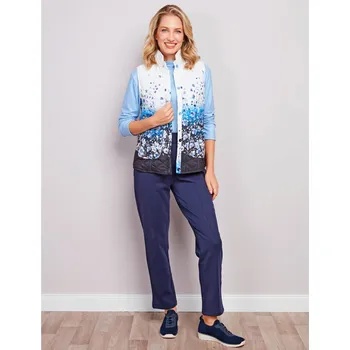 Dámská vesta Prošívaná vesta Květy modrá XXL