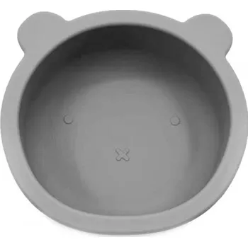 dětská miska BocioLand Silikonová miska s přísavkou Medvídek 12 cm Šedá