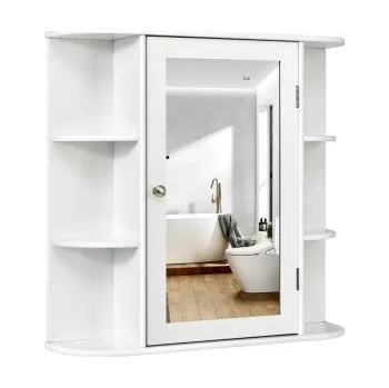 Koupelnový nábytek Koupelnová skříňka se zrcadlem JV10446WH, 65 x 17 x 63 cm, bílá - A COSTWAY