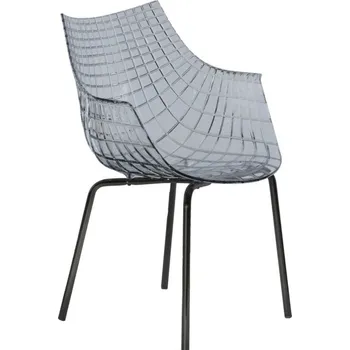 Jídelní židle Driade, Židle Meridiana na černých ocelových nožkách průhledná antracitová - Formadore