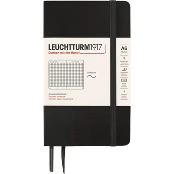 Diář Leuchtturm 1917, Zápisník Leuchtturm 1917 A6, linkovaný, měkká vazba, 123 stran, černý, 80 g/m² - Formadore