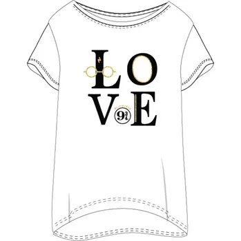 Dámské oblečení E plus M • Dámské dlouhé bavlněné triko na spaní / noční košile Harry Potter - LOVE - 100% bavlna - bílé M