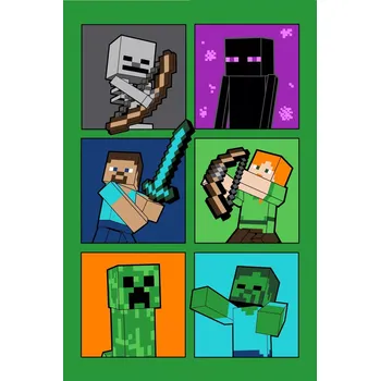 Dětská deka Jerry Fabrics • Fleecová deka Minecraft - motiv portréty - 100 x 150 cm
