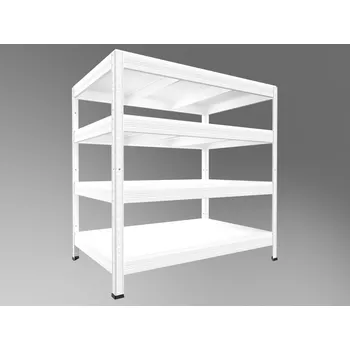 Dílenský regál Kovový regál do spíže Biedrax 35 x 120 x 120 cm, bílý - 4 police bílé lamino 12mm