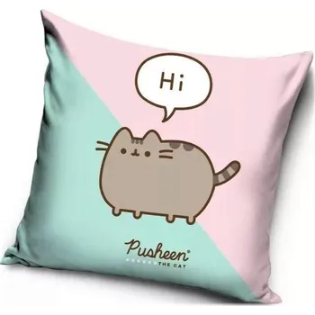 Carbotex • Dekorační polštář Kočička Pusheen - motiv Hi - 40 x 40 cm