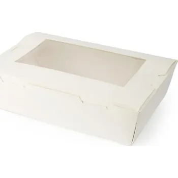 Jednorázové nádobí VIBAL Krabice s oknem bílá 2100ml 220x165x60mm 50ks x 4bal