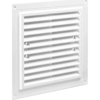 Větrací mřížka 388 PVC větrací mřížka bez příruby s pevnou žaluzií 350x350 mm, bílá DALAP