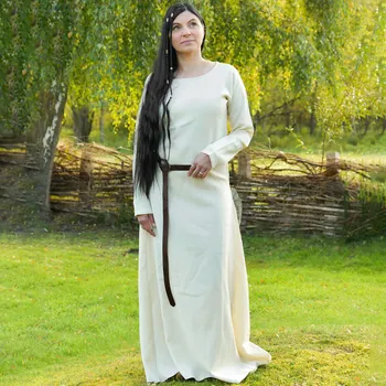 Karnevalový kostým Battle Merchant Vlněné vikinské šaty Celeste – Přírodní kepr (100% vlna)