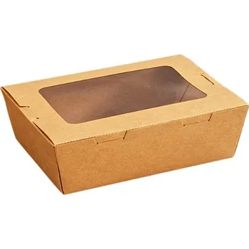 Jednorázové nádobí VIBAL Krabice s oknem KRAFT 700ml 170x118x45mm 50ks x 4bal