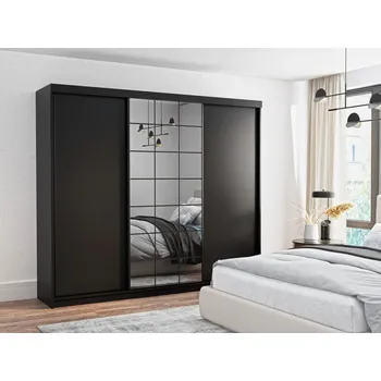 Šatní skříň Šatní skříň s posuvnými dveřmi 250 cm - Linn Barva: Černá