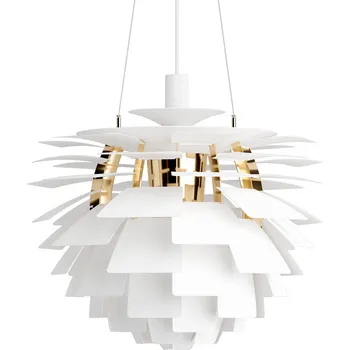 Louis Poulsen, Závěsná lampa PH Artichoke, 60 cm, bílá, mosaz - Formadore