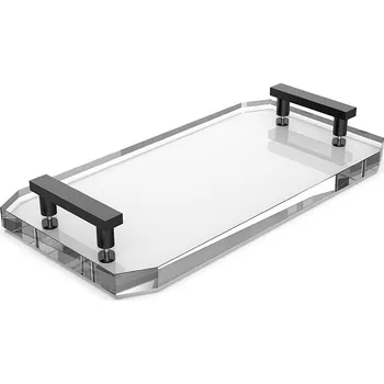 Úložný box Decor Walther, Koupelnová podložka Kristall s černými rukojeťmi průhledná - Formadore