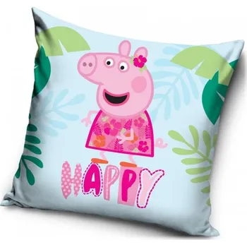 Carbotex • Polštář Prasátko Peppa - motiv Happy - 40 x 40 cm