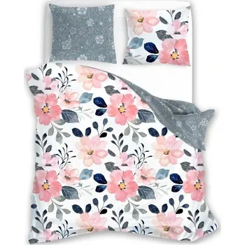 Povlečení Faro • Saténové ložní povlečení Milagro Verde - motiv Velké květy - 100% bavlna - 70 x 90 cm + 140 x 200 cm