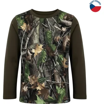 Chlapecké tričko ZÁHOŘÍ Rudel ZÁHOŘÍ Dětské tričko dlouhý rukáv - zelené s kamufláží Velikost: 128