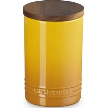 Dóza na potraviny Le Creuset, Kuchyňská dóza Le Creuset s dřevěným víkem, 770 ml, slunečně žlutá - Formadore