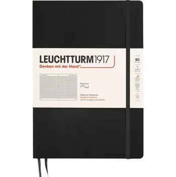 Diář Leuchtturm 1917, Zápisník Leuchtturm 1917 B5, linkovaný, měkká vazba, 123 stran, černý, 80 g/m² - Formadore