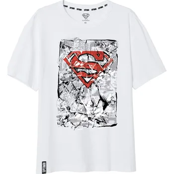 Pánské tričko E plus M • Pánské tričko s krátkým rukávem Superman - 100% bavlna - bílé XL