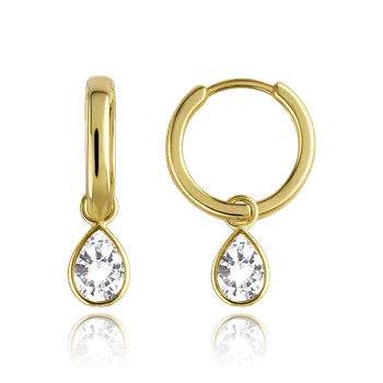Módní doplněk Olivie MINET Elegantní zlaté náušnice s bílými zirkony Au 585/1000