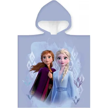 ZorluTeks • Dívčí plážové pončo - osuška s kapucí Ledové království - Frozen - motiv Anna a Elsa - 100% bavlna - 50 x 100 cm