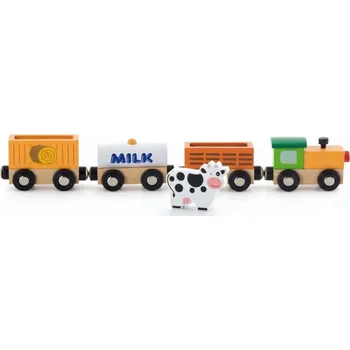 Vláček a vláčkodráha FARMÁŘSKÝ VLAK DŘEVĚNÁ MAGNETICKÁ VLÁČKODRÁHA NA MAGNETY VLÁČEK 3+